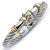 Sterling Silver and 18k Yellow Bold Bead Bangle - 7.5 Inch