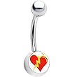 Stainless Steel Lightning Bolt Heart Logo Belly Ring