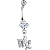 Cubic Zirconia Zodiac VIRGO Dangle Belly Ring