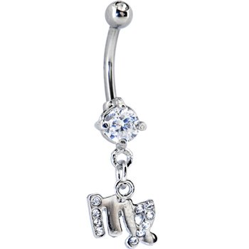 Cubic Zirconia Zodiac VIRGO Dangle Belly Ring