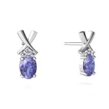 14K White Gold Oval Genuine Tanzanite Earrings