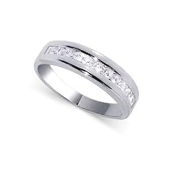TDRZ-5600-5 Nickel Free Clear Cubic Zirconia Rhodium Plated Sterling Silver 4 MM Wide Band Size 5