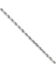 2.5mm, 14 Karat White Gold, Diamond-Cut Rope Chain - 24 inch