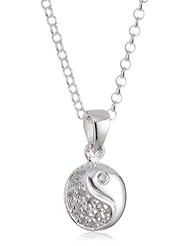 VINANI brand Germany 925 Sterling Silver Women Pendant Yin Yang white Zirconia with Cable Link Chain Necklace Ying Yang AYY-T