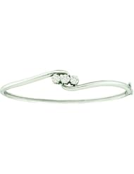 0.25 Carat (ctw) 14k White Gold Round White Diamond Ladies Flower Bangle Bracelet