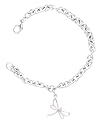 Sterling Silver Pink Sapphire Dragonfly Charm Bracelet, 6.75"