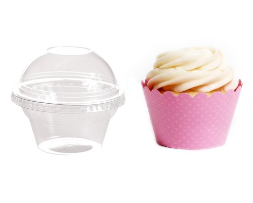 Dress My Cupcake Favor Dome Containers with Wrappers DIY Kit, Rose Light Pink, Set of 25