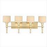 IMAGE OF Thomas Lighting M1784-17 Allure - Four Light Bath Bar, Couture Gold Finish with Flaxen Linen Shimmer Shade