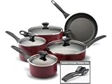 Farberware 21397 Dishwasher Safe Nonstick 12-Piece Cookware Set - Red