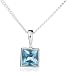Silver P0280-BCZ/CH96-41 41cm Square Blue CZ Pendant on Chain