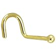Solid 14KT Yellow Gold 1.5mm Ball Right Nostril Screw Ring - 20 Gauge
