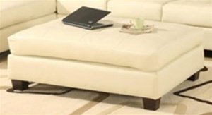 Mira NEW HAVEN OTTOMAN CREAM New Haven Collection Bonded Leather Ottoman - Cream