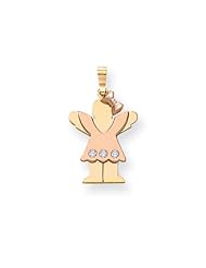 14k Two-tone AA Diamond Kid Pendant Diamond quality AA (I1 clarity, G-I color)