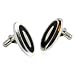 Unique Black Enamel Stainless Steel Oval Cufflinks with Presentation Box
