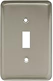 Brainerd 64138 Stamped Steel Round Single Toggle Switch Wall Plate / Switch Plate / Cover, Satin Nickel
