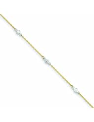 Genuine 14K Two-Tone Cz Bracelet 7.25 Inches 1 Grams Of Gold 100% Satisfaction Guaranteed.