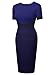 Miusol Women's Official Scoop Neck Optical Illusion Short Sleeve Business Midi Dress