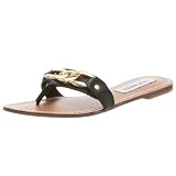 Steve Madden Womens Sannibel Thong,Black Leather,8 M