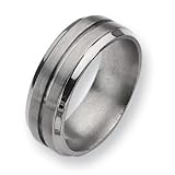 Titanium Ridged Edge 8mm Satin and Polished Band TB15-11.5