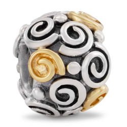 Buy Authentic Pandora Jewelry Silver 14k Yellow Gold Rose Bouquet Charm