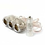 Clear 12V Triple Car Cigarette Cigar Charger Adapter