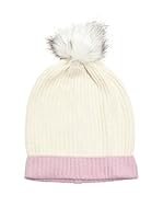 Alice Hannah Gorro Lana Bow Fur Trim Beanie (Beige)