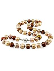 Sterling-Silver 9-9.5 MM Chocolate Freshwater Cultured Pearl Strand, 18"