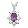 14K White Gold Amethyst and Diamond Pendant