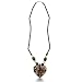 Black and Gold Heart Shaped Murano Glass Pendant on Beaded Chain, 24 Inches Long