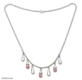Rhodochrosite necklace, 'Rose Dew' 17.7 L
