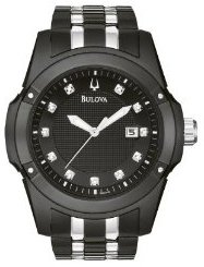 Bulova #98D116 Men's Black IP Dimaond Index Sports Watch