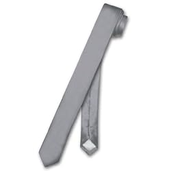 BIAGIO SILK Narrow NeckTie EXTRA Skinny CHARCOAL GREY Thin Men's 1.5" Neck Tie