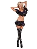 Purple Feather Mini Skirt And Top Set - MEDIUM/LARGE