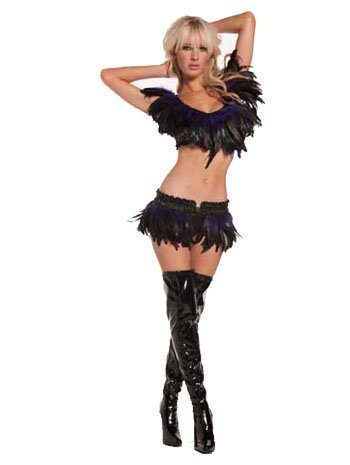 Purple Feather Mini Skirt And Top Set - MEDIUM/LARGE