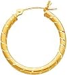 14K Yellow Gold Hoop Earrings Polished Jewelry New CH