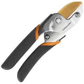 Fiskars 6.75 in.Power-Lever Titanium Anvil Pruner: Patio, Lawn &amp; Garden