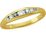 14K Yellow Gold Aquamarine Anniversary Band with Diamonds