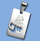 Stainless Steel Pendant - Etched Zodiac Design - Virgo