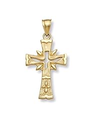 14K Gold Holy Spirit Dove Cross Pendant