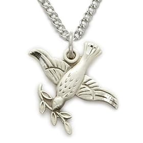 1/2" Sterling Silver Holy Spirit Descending Dove Necklace on 18" Chain