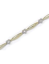 14kt Yellow Gold Diamond Heart Bracelet 0.25ct TW