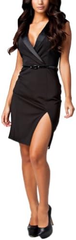 Kranda Women Tailored Collar Ol Office Lady Dress with Belt