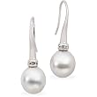 18K Palladium White Gold Paspaley South Sea Cultured Fine Oval Pearl and Diamond Earrings