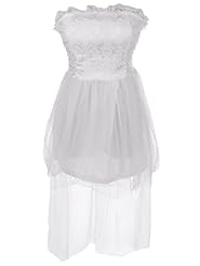 Strapless Lace-Up Sheer Corset   Waistline Brocade  Dress