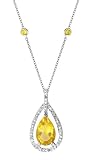 14k White Gold Pear Shaped Citrine Station Necklace by Duneier of NY