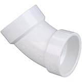 NIBCO 4806 Series PVC DWV Pipe Fitting, 45 Degree Elbow, Hub