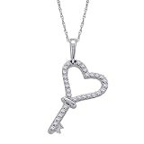 10K White Gold 0.12 ct. Diamond Key to My Heart Pendant with Chain