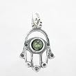 Hamsa Hand Pendant with Peridot Gemstone in Sterling Silver, #8385