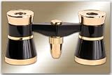 LaScala Optics OTHELLO Opera Glasses 3X25 Binoculars With Red Light COLORS: Black Body, Golden Rings LaScala OTHELLO Opera Glasses Model LSO-01