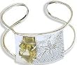 Womens Cuff Bracelets Sterling Silver and Citrin Gemstone (brclt122)